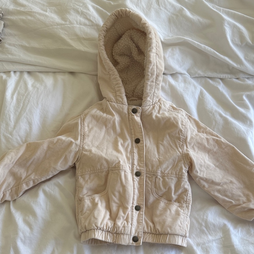 Cozy Hooded Sherpa-Lined Jacket - Cream, Size 5T